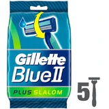 GILLETTE Blue II Slalom Plus Wegwerpscheermesjes met 2 mesjes & Smeerlint 5 stuks