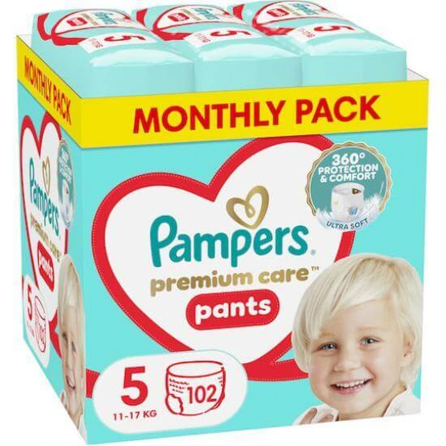 PAMPERS Premium Care Pants Baby Monatswindeln-No5 (11-17kg) 102 Stück