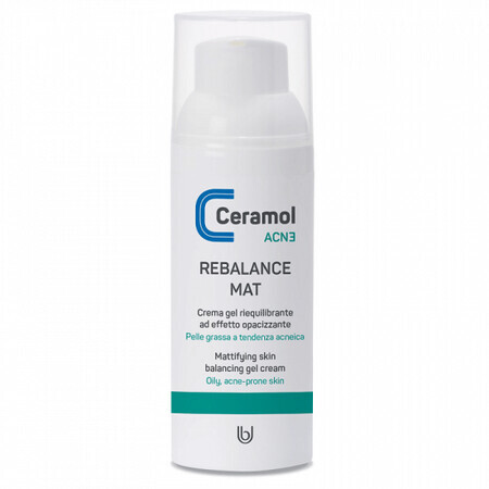 Ceramol Rebalance Mat Crema Opacizzante per Pelle Acneica, 50 ml, Ceramol