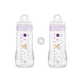 MAM Easy Active Sticlă din plastic cu mamelon din silicon 330ml pentru 4+ luni 2 bucăți