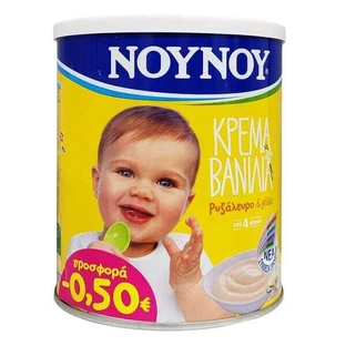 NOYNOY Cremă de vanilie cu făină de orez și lapte de la 4 luni 350gr