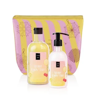 LAVISH CARE Set de Navidad Tarta de Limón Gel de Baño y Ducha 500ml & Loción Corporal Purpurina 300ml
