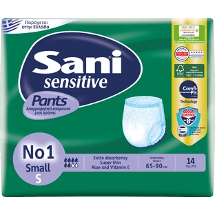 SANI Sensitive Pants Elastyczna bielizna na nietrzymanie moczu No1 Small x14 sztuk