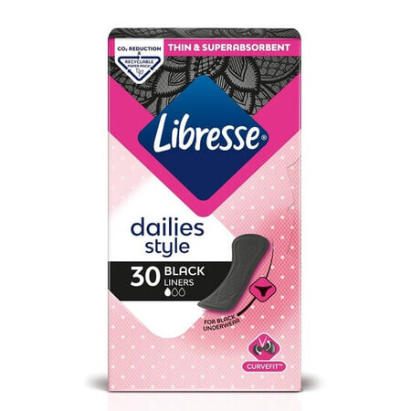 Absorbants quotidiens Normal Noir, 30 pièces, Libresse