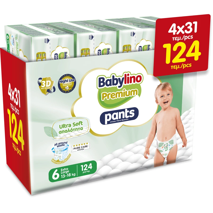 BABYLINO Premium Luierbroekje Zacht No6 13-18KG (4x31) 124 stuks (Doos)