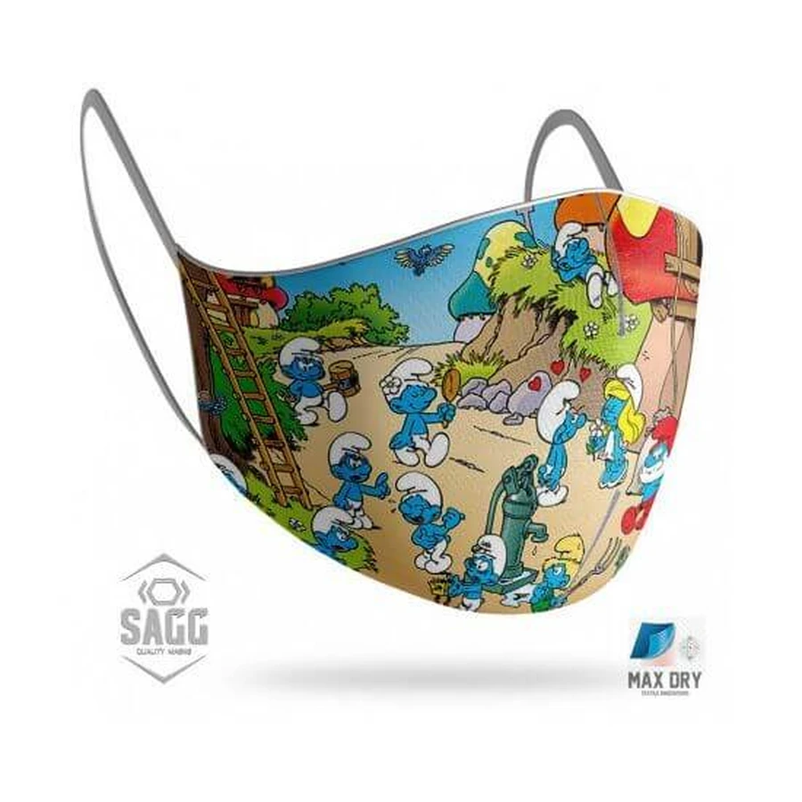 SAGG Maschera in tessuto per bambini Puffi 6-12 anni