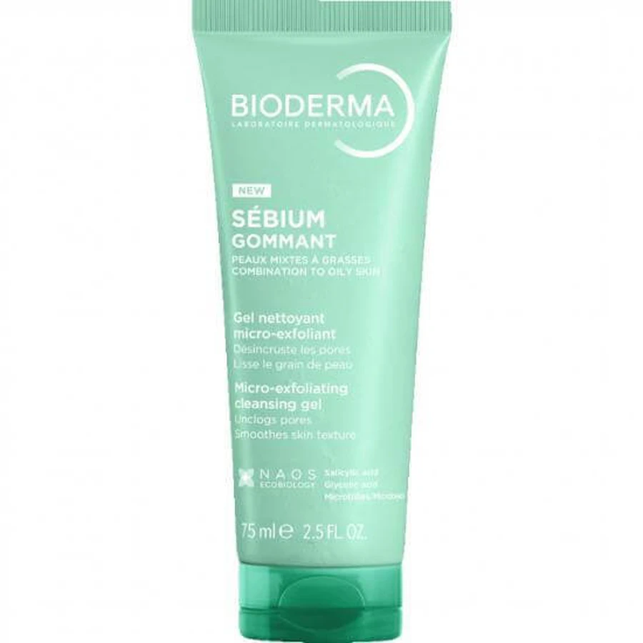 BIODERMA Sebium Gommant Gel de curățare Gel exfoliant delicat pentru pielea grasă 75ml