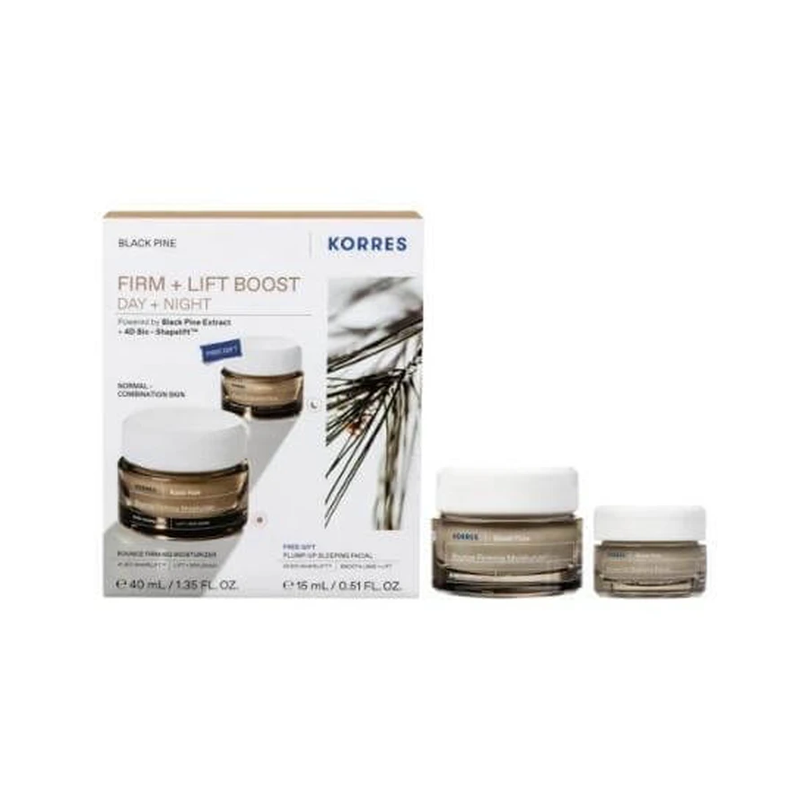 KORRES Set Zwarte Dennen Dagcrème Verstevigend & Lifting Normaal tot Gemengd 40ml & Doro Zwarte Dennen Nachtcrème Verstevigend & Lifting 15ml