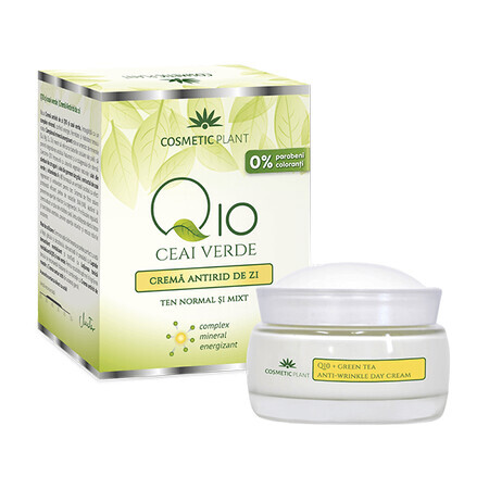 Crème de jour anti-rides Q10, thé vert et complexe minéral énergisant, 50 ml, Cosmetic Plant