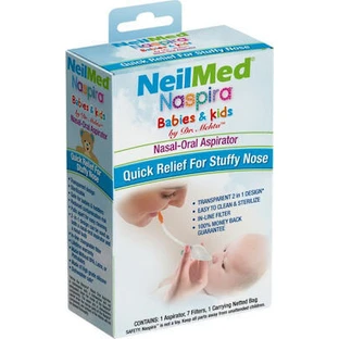 NASPIRA NeilMed Babies & Kids Aspirateur nasal pour bébés et enfants 1 diaphragme 7 filtres et étui de transport