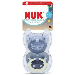 Silikonowy smoczek uspokajający NUK First Choice Classic na dzień i na noc dla dzieci w wieku 0-6 miesięcy z woreczkiem, 2 szt.