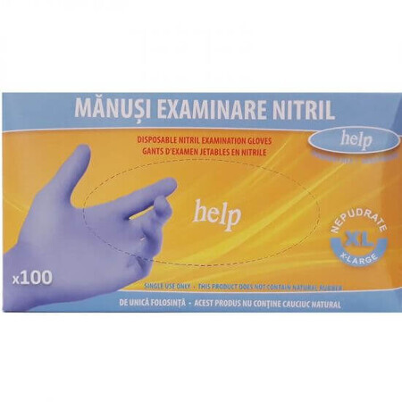 Gants d'examen en nitrile, taille XL, 100 pièces, Aide