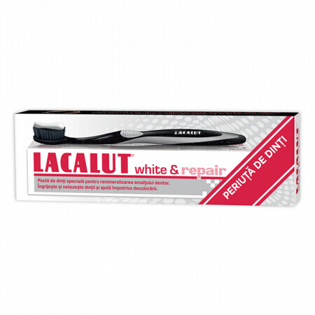 Lacalut White &amp; Repair Tandpasta Pakket, 75 ml + Lacalut Black Edition Tandenborstel