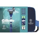 GILLETTE Promo Champions League Mach 3, 1 Handgriff & 4 Ersatzteile & Series Sensitive Shave Gel 200ml & Necessaire