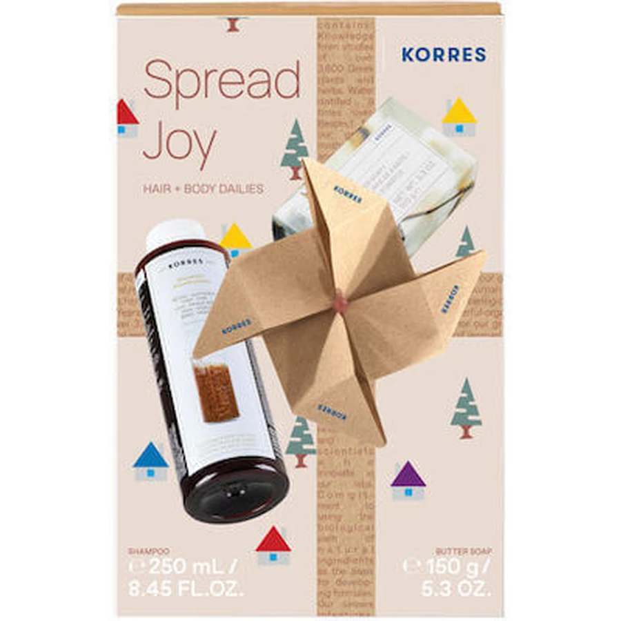 KORRES Promo Spread Joy Haar & Lichaam Dailies Shampoo Shampoo voor Dun & Dun Haar 250ml & Boterzeep Lichaamszeep Puur Katoen 150g
