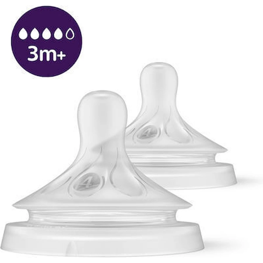 Tetina de Silicona Suave AVENT Natural Response para 3+ Meses 2 Piezas [SCY964/02].