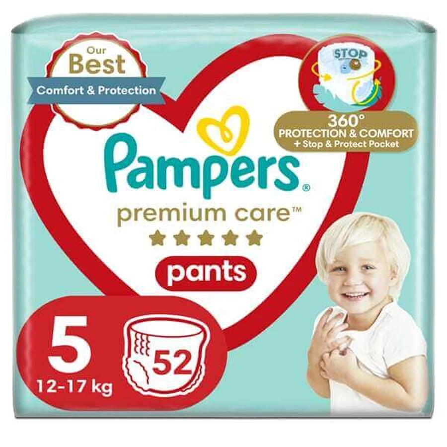 PAMPERS Premium Care Pants Diaper-Braces Size 5 (12kg-17kg) 52 Pieces JUMBO+