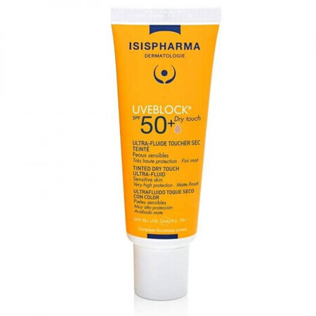 Isispharma UVEBLOCK Protecteur teinté ultra-fluide moyen pour peaux grasses Dry Touch, SPF 50+, 40 ml