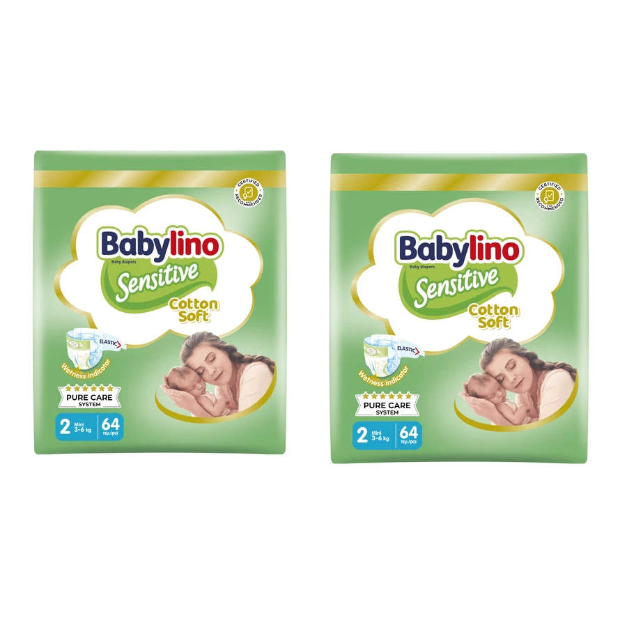 BABYLINO Algodón Suave No2 Para 3-6 kg 128 Paquete Doble