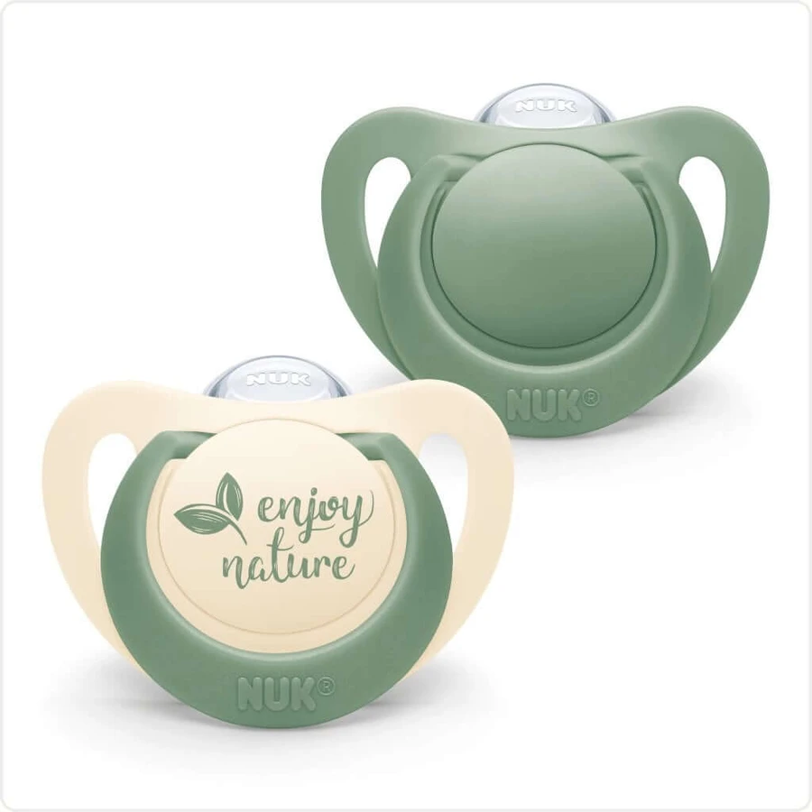 Smoczek silikonowy NUK For Nature 6-18m 2 sztuki w różnych wzorach - zielony: ceny i cechy