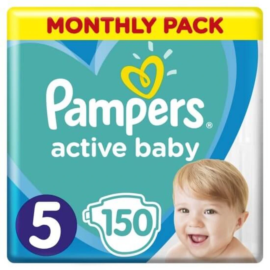 PAMPERS Scutece pentru copii Active Baby No.5 11-16Kgr 150 bucăți Pachet lunar