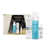 FROIKA Gift Set Morning Radiance & Lift with Hyaluronic Foam Cleansing Foam 200ml, Ultra Lift Cream Moisturizing Cream 50ml & Gift Premium Intensive Drops Anti-Aging Drops 10ml & Water Box