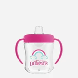 DR. BROWN'S Overgangsbeker met Zachte Tuit, Deksel & Handvatten 180ml 6+ Maanden Diverse Kleuren TC 61001 - Roze