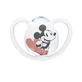 Suzeta NUK Orthodontic Silicone pentru 0-6 luni Space Mickey & Minnie cu husă - Alb