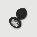 Anal Collection Silicone Medium Butt Plug met Rond Juweel - Zwart/Transparant