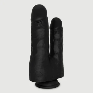 Eric 22 cm podwójne realistyczne silikonowe dildo z przyssawką - czarne