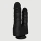 Eric 22 cm Doppelter realistischer Silikon-Dildo mit Saugnapf - Schwarz