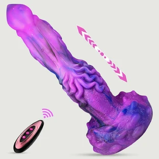 Gode dragon télécommandé en silicone avec ventouse - violet