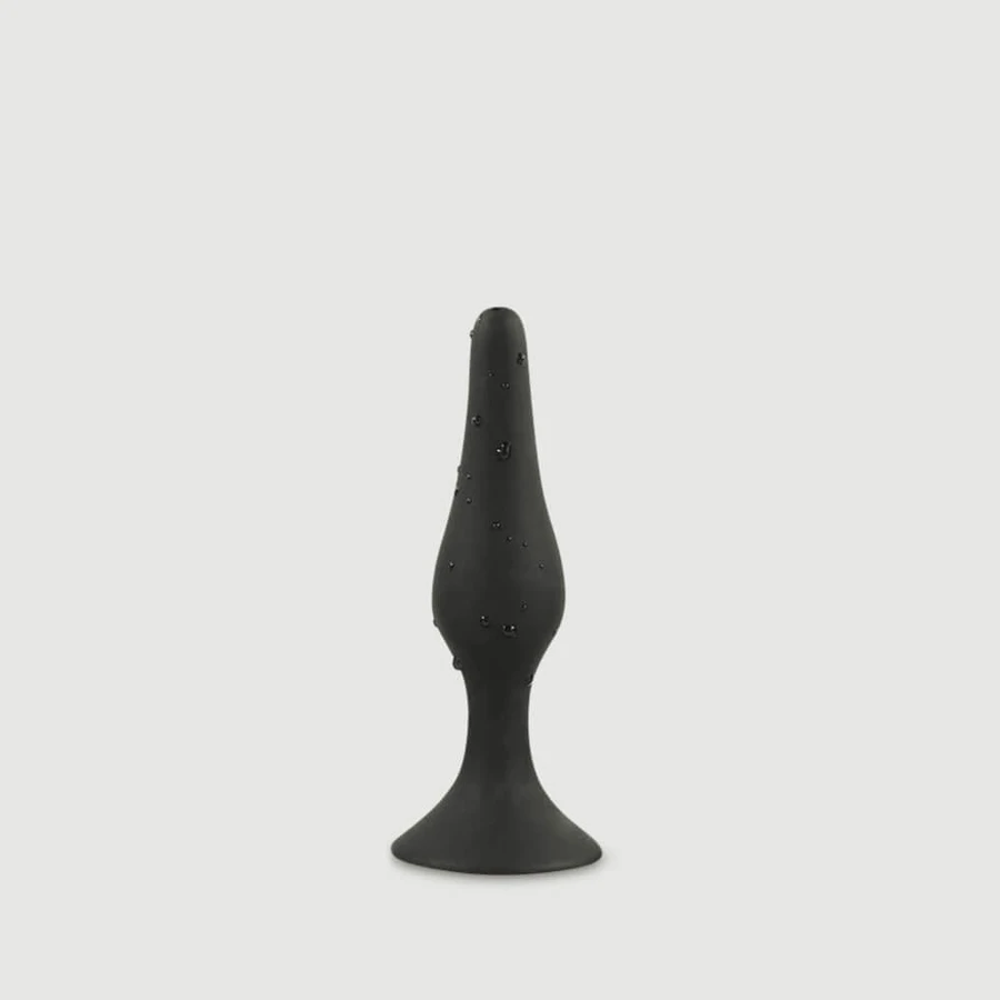 Anal Beginner's Basic Silicone Medium Butt Plug with Suction Cup - Black