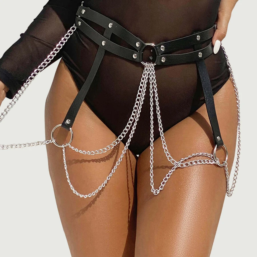 Punk Irregular Ring Trend Sexy Bandage Waist Chain Wild Jewelry Belt - One Size
