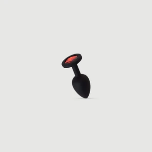 Anal Collection Silicone Kleine Butt Plug met Rond Juweel - Zwart/Rood