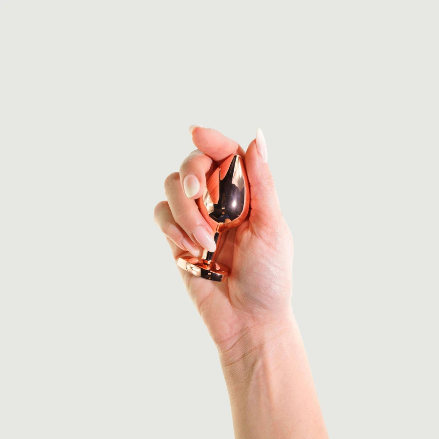 Anal Collection Medium Metal Butt Plug with Heart Jewel - różowy/przezroczysty: ceny i cechy