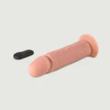 R2 op afstand bedienbare realistische siliconen vibrator met zuignap 21 cm - Vlees