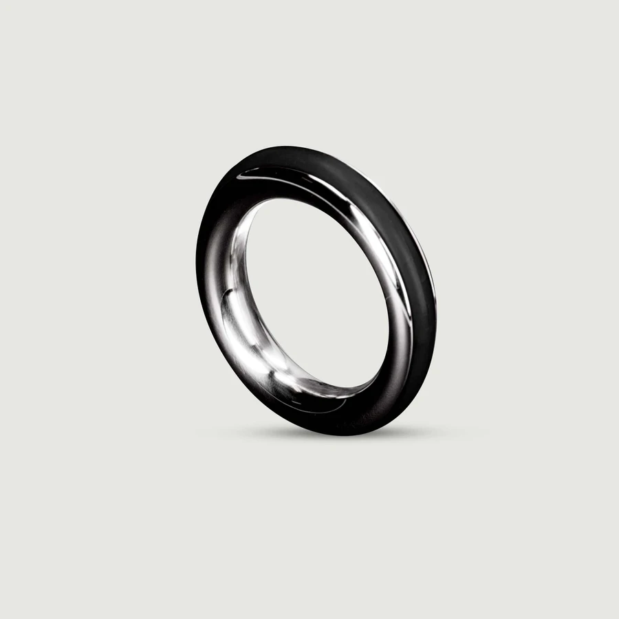 Metalen Cazzo Cock Ring met Zwarte Streep 40mm - Zwart