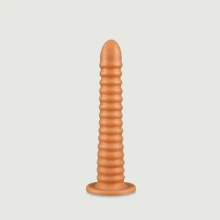 Bardzo duże silikonowe dildo Bombyx z żebrami i przyssawką 27 x 5 cm - złote