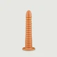 Bardzo duże silikonowe dildo Bombyx z żebrami i przyssawką 27 x 5 cm - złote