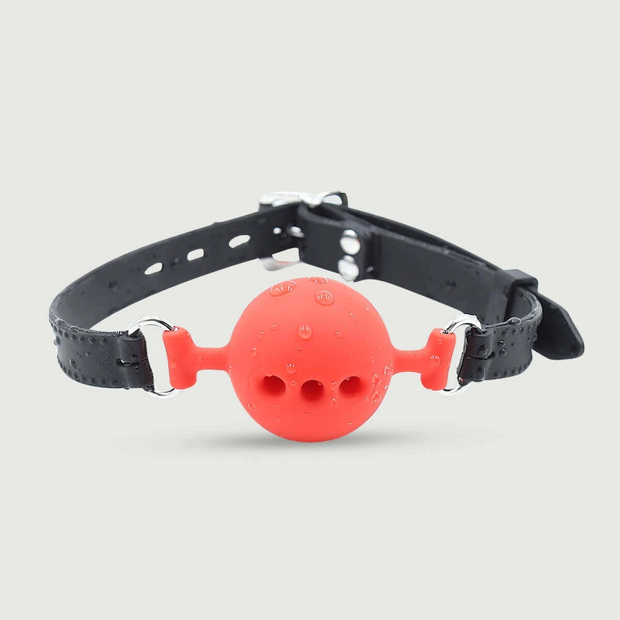 Silicone Ball Gag With Holes - Red
