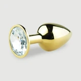 Anal Collection Small Butt Plug Metal with Round Jewel - Gold/Transparent