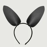 Diadema de piel con orejas de conejo - Negra