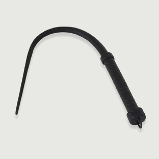Flogger mit langem Schwanz und strukturiertem Griff - Schwarz