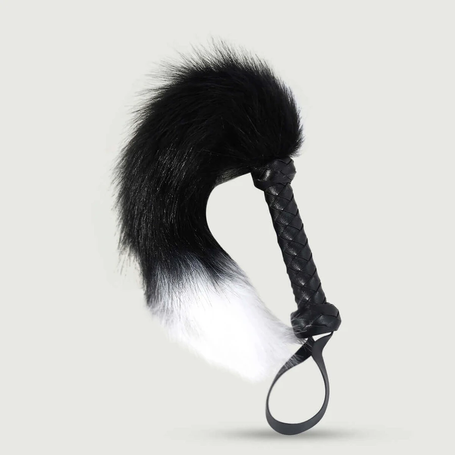 Fox Tail Whip With Braided Handle - Black