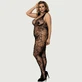 Bodystocking bez krocza ze sznurowaniem Plus Size Fishnet - Czarny - Duży/X-Large