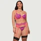 Plus Size Rose gespleißt Wimpern Spitze BH Set - Rosa - Groß/X-Groß