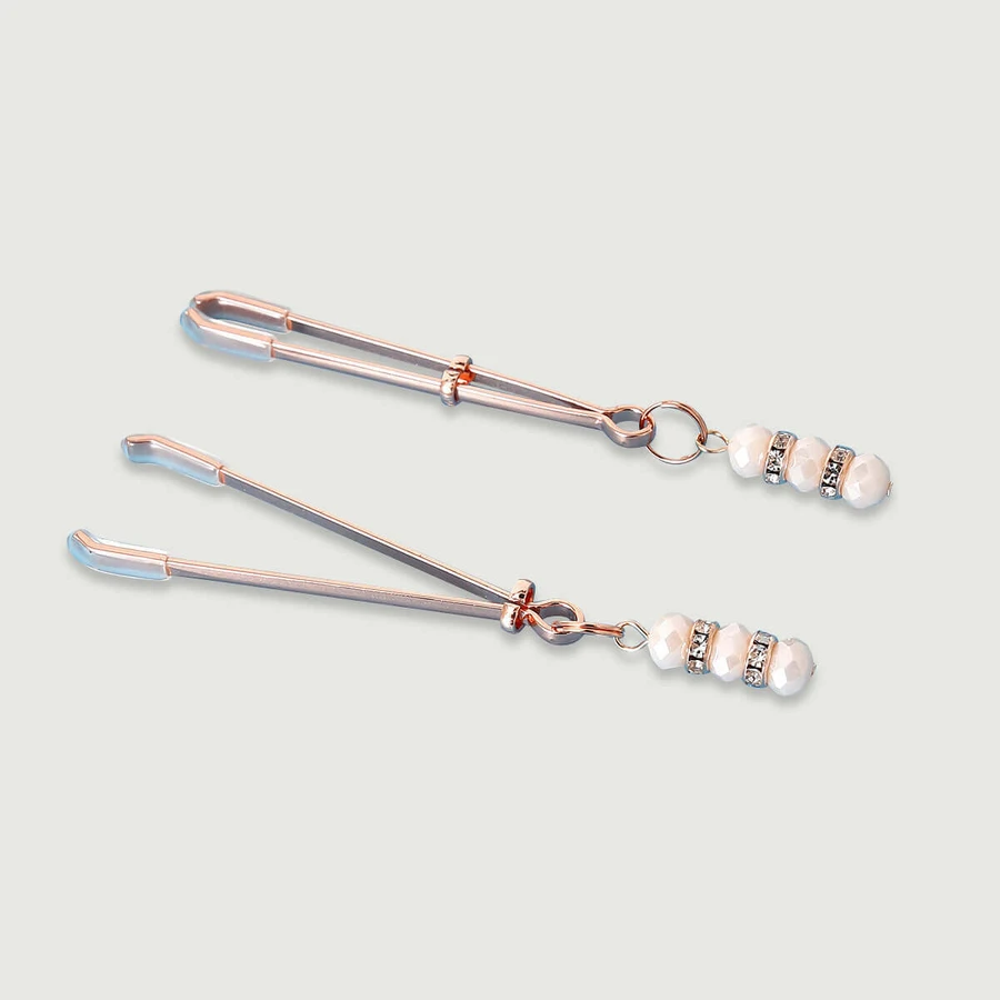 Nippelklemmen mit Hängeschmuck - Weiß