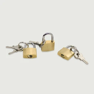 Mini metalen hangsloten met sleutels - zilver/goud