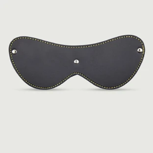 Leather Blindfold Mask With Stitching - Black